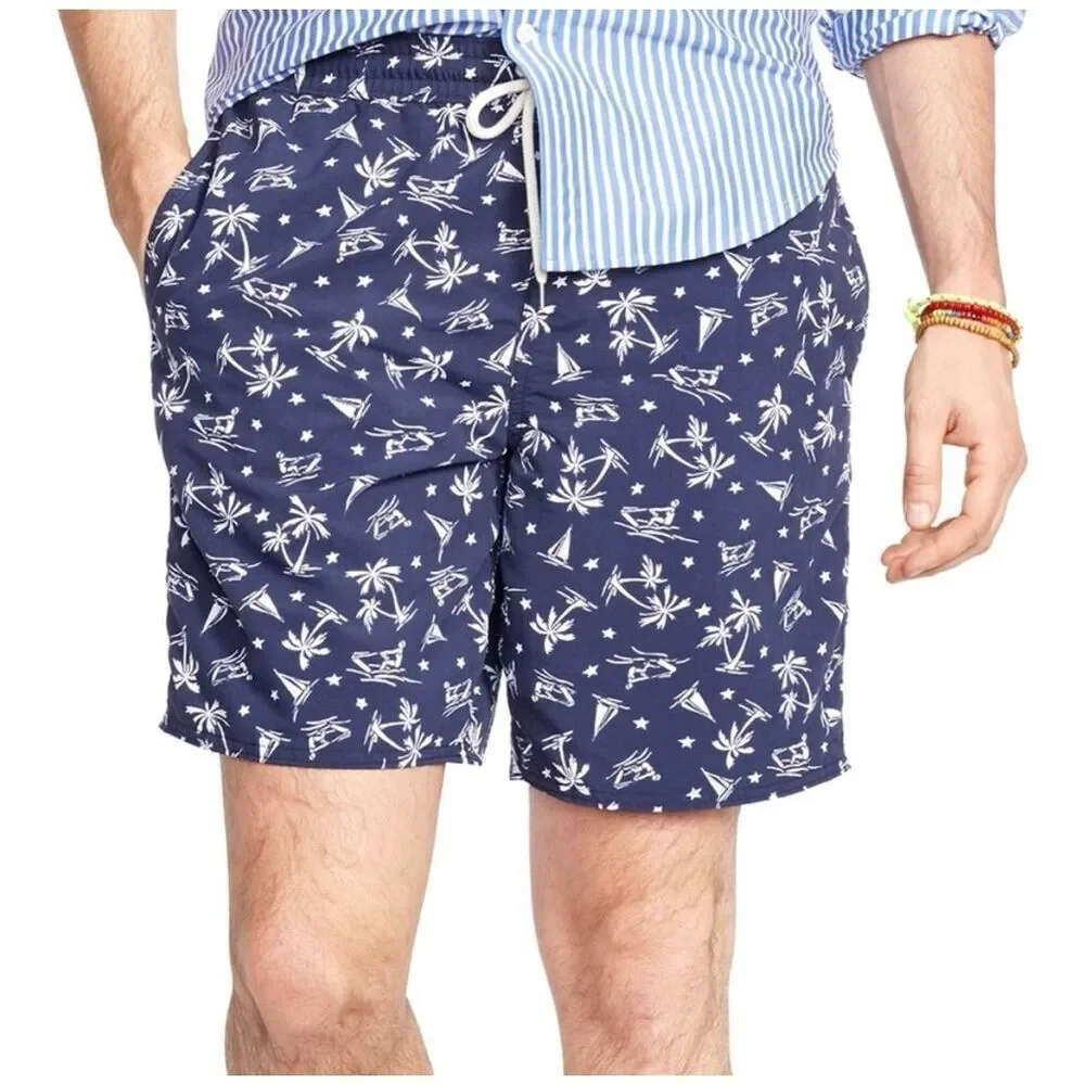 ✨Polo Ralph Lauren Swim Navy Palms & Boats Sz XXL Trunks✨